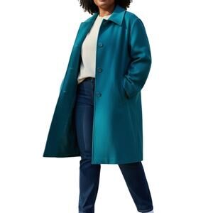 Vintage Teal Wool Coat Women’s XL Classic Long Overcoat